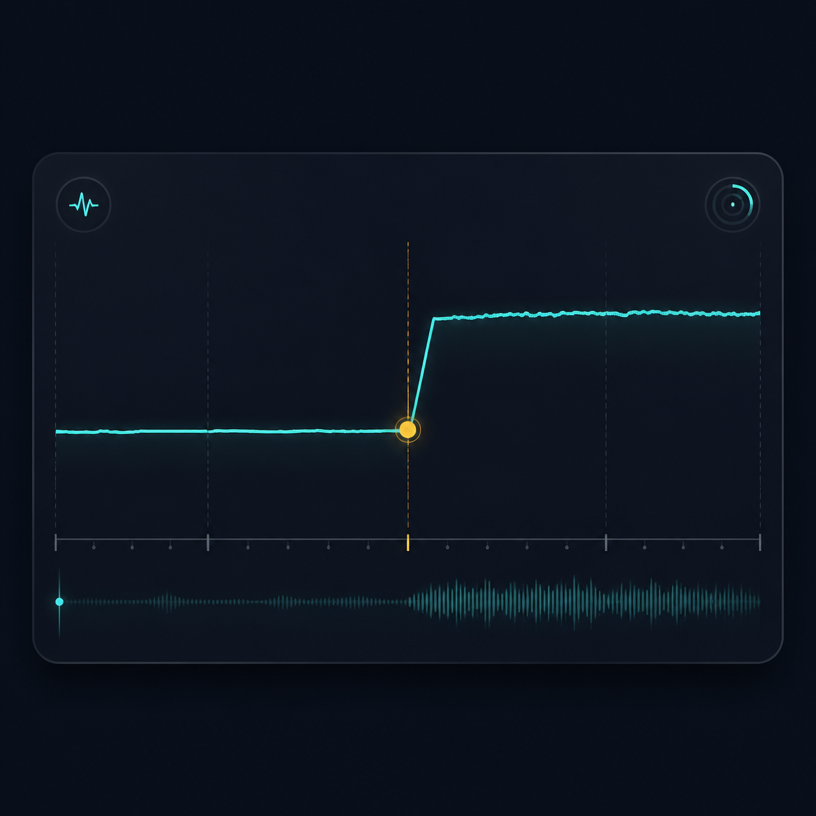 Tempo drift timeline with a marker where the BPM shifts